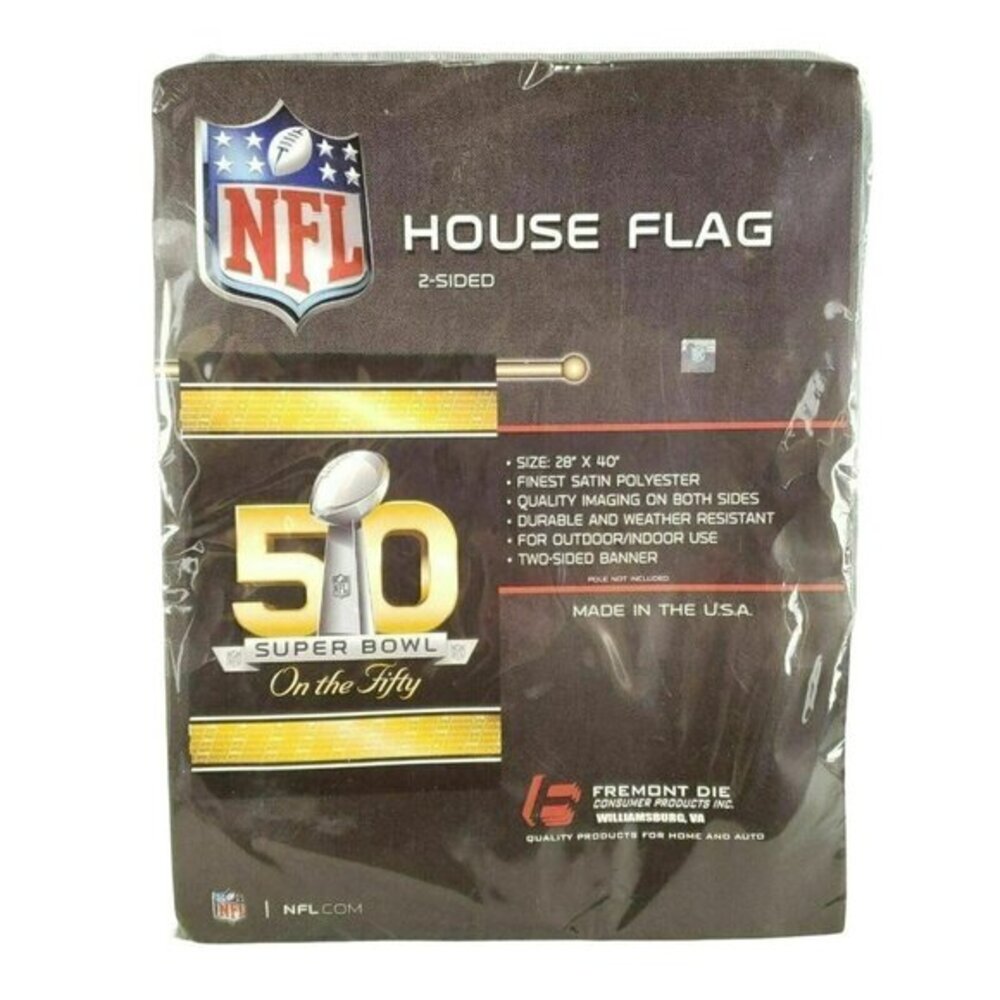 NFL Super Bowl‎ On The Fifty Football Flag 2 Sided Polyester Indoor Outdoor New